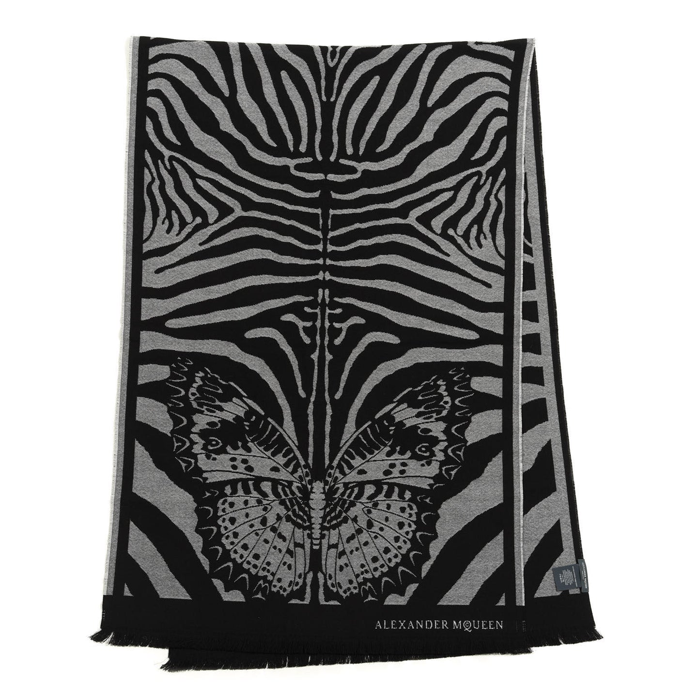 Wool Butterfly Stole Scarf Grey Black