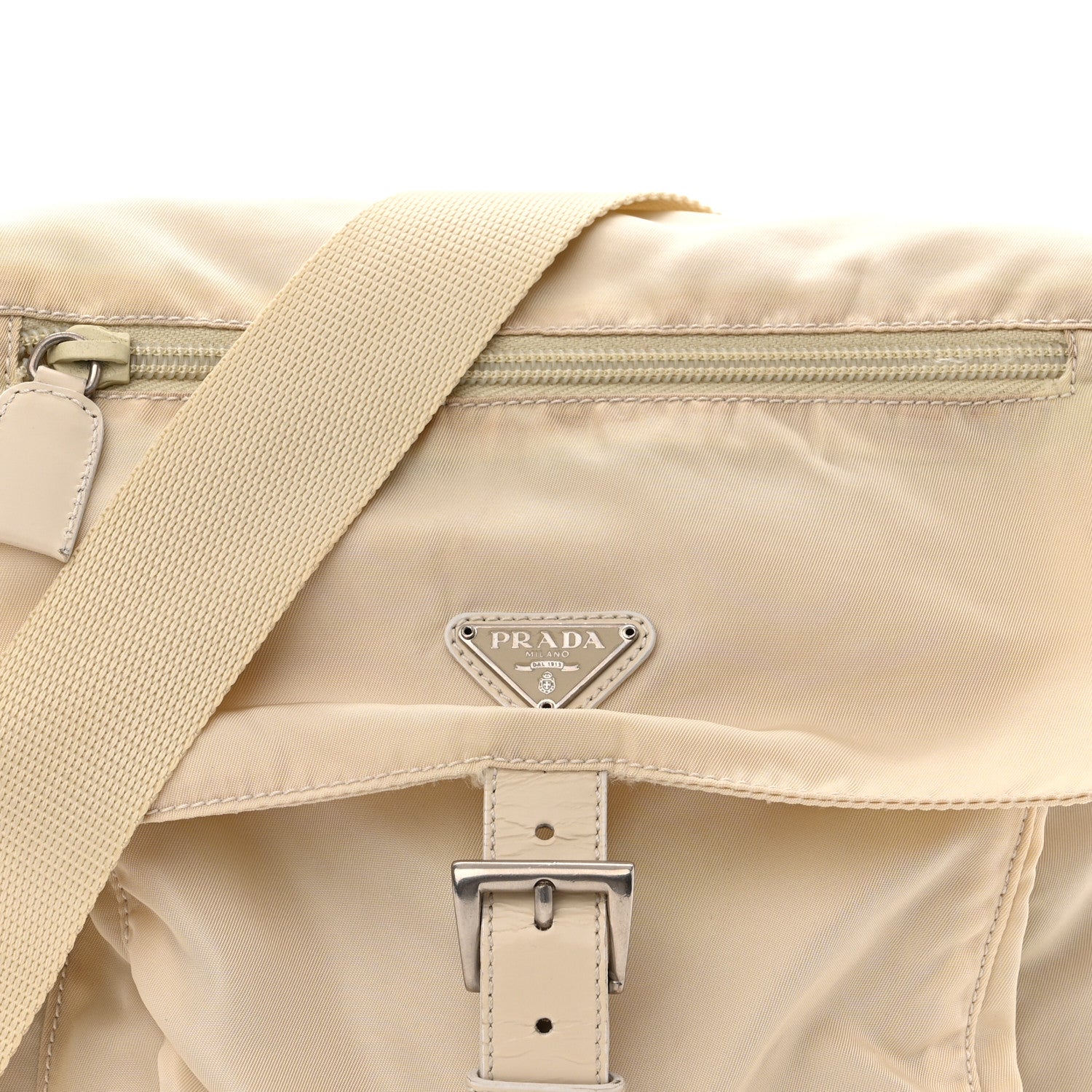 Prada Nylon Vela Saffiano Single Buckle Messenger Shoulder Bag Deserto 8 of 11