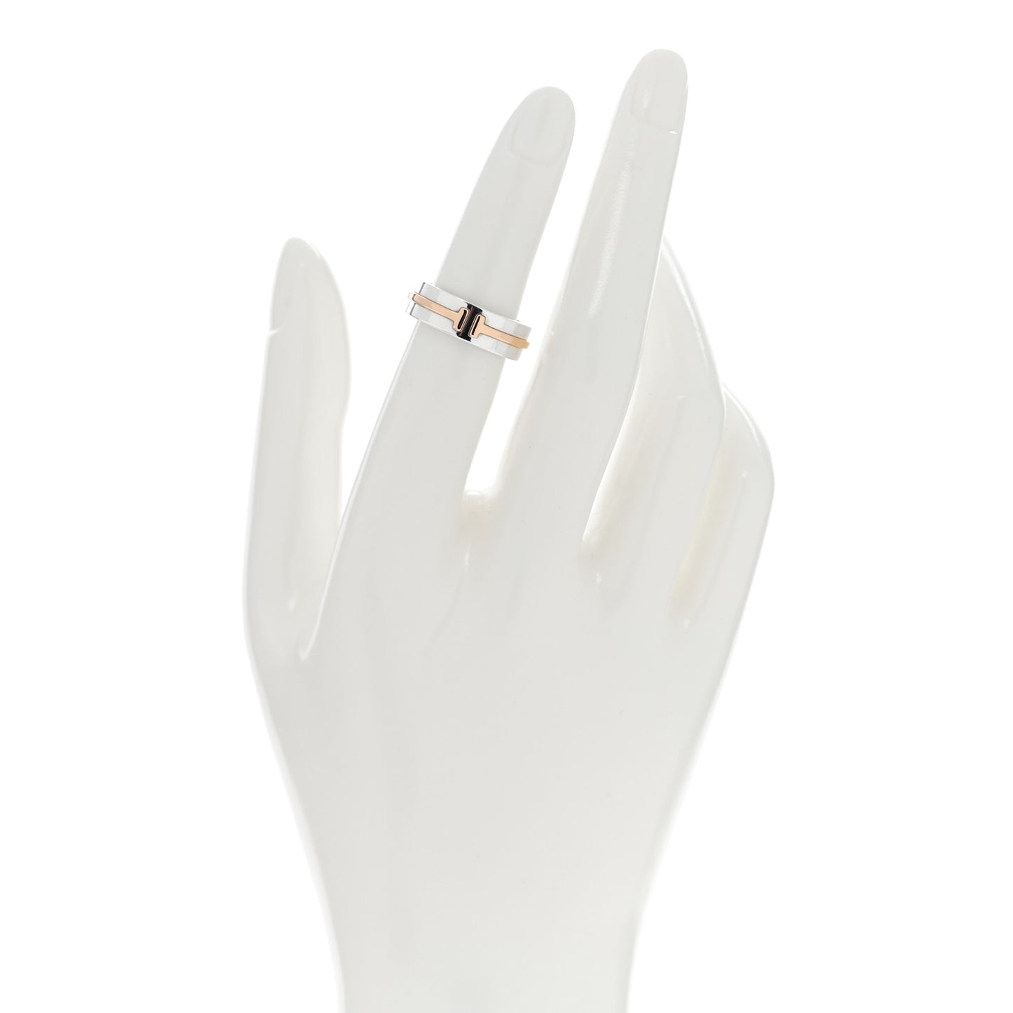 Sterling Silver 18K Rose Gold Tiffany T Wide Band Ring 49 4.75