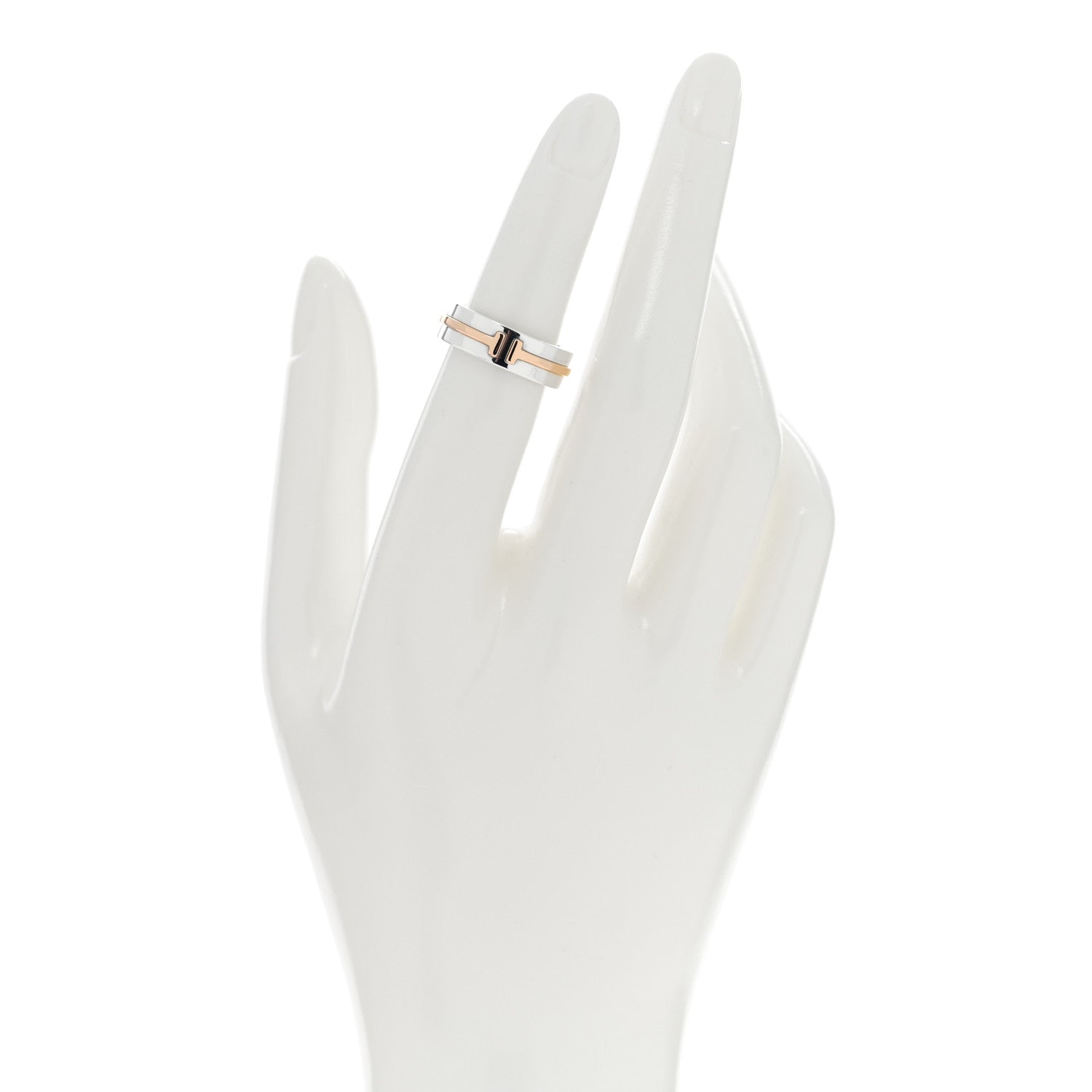 Tiffany Sterling Silver 18K Rose Gold Tiffany T Wide Band Ring 49 4.75 2 of 4