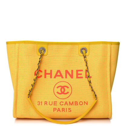 Chanel Mixed Fibers Small Deauville Tote Yellow Orange 1 of 10