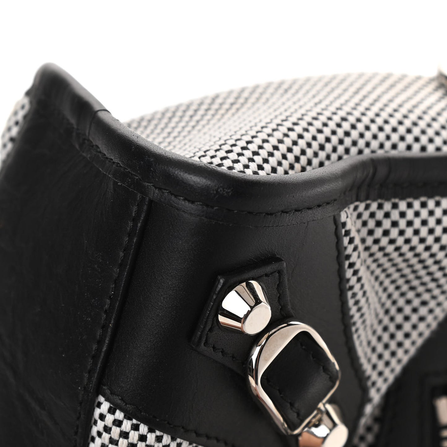 Calfskin Twill Classic Silver Hardware Mini City Black White