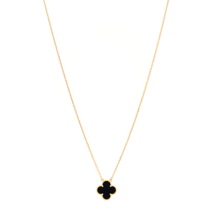 Van Cleef & Arpels 18K Yellow Gold Black Onyx Vintage Alhambra Pendant Necklace 1 of 4