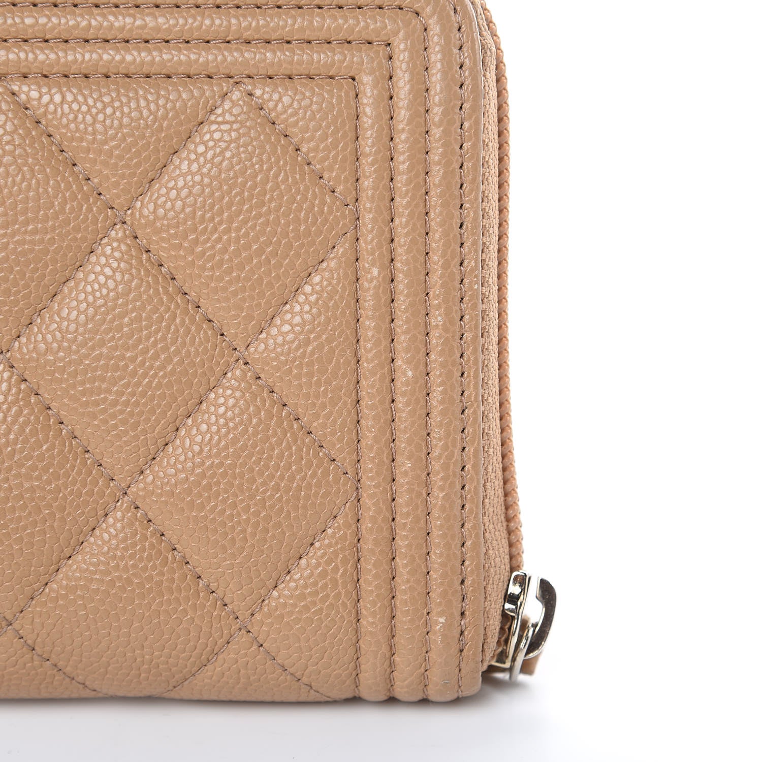 Chanel Caviar Quilted Boy Long Zip Around Wallet Beige 15 of 18