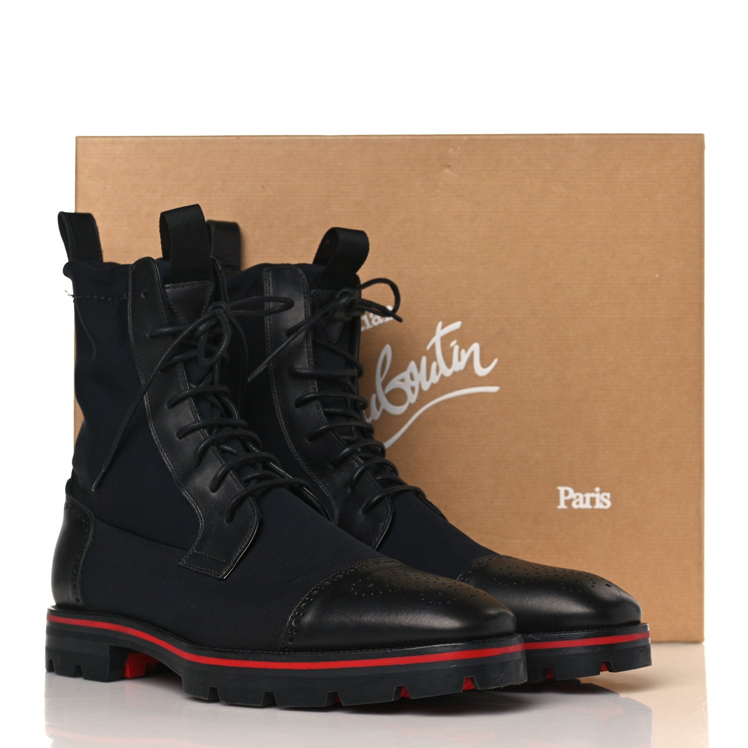 Christian Louboutin Waxed Neoprene Mens SockRoc Boots 40 Black 9 of 9