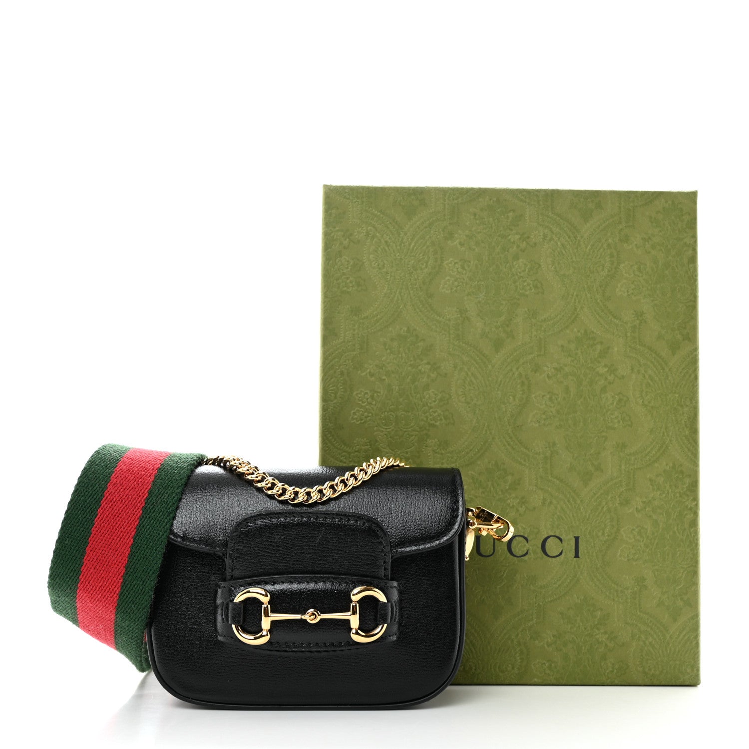 Gucci Azalea Calfskin Web Horsebit 1955 Wallet On Strap Black 11 of 11