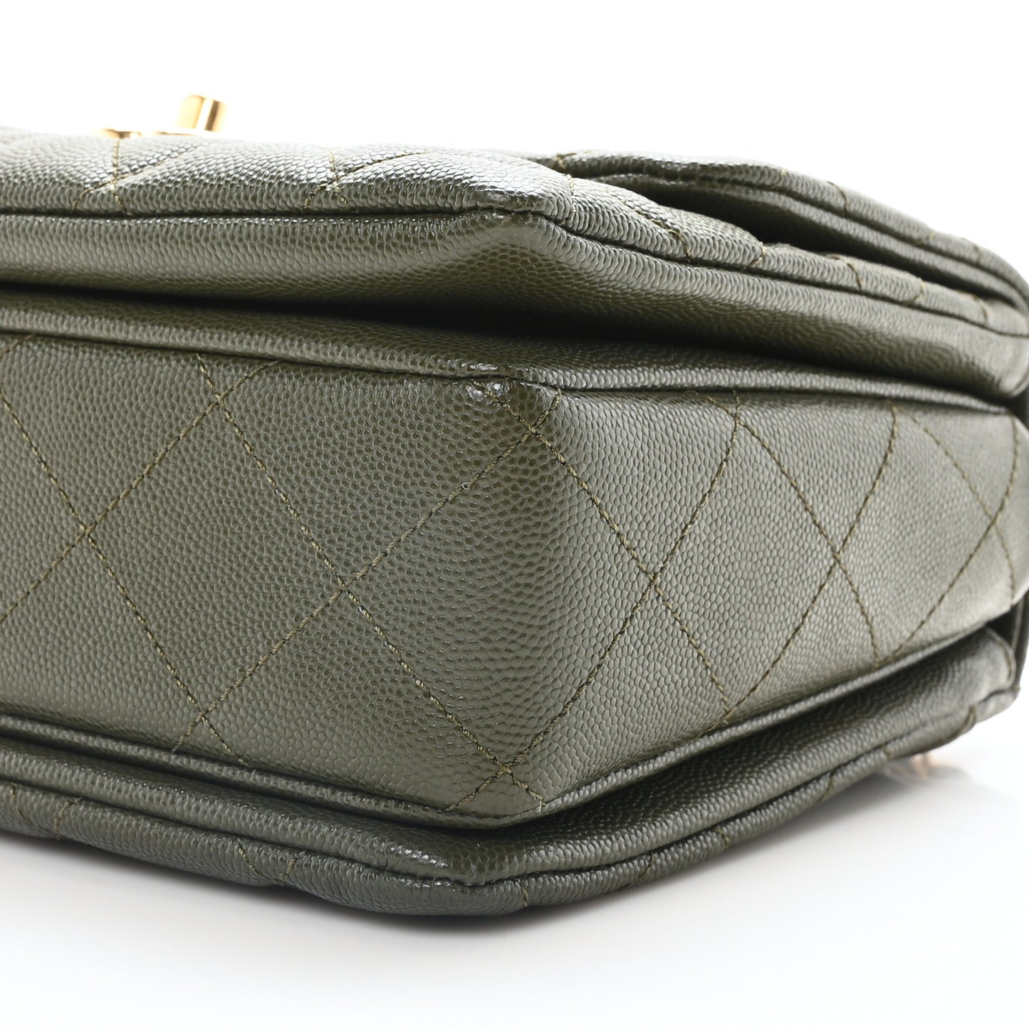 Caviar Quilted Mini Coco First Flap Khaki