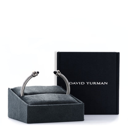 David Yurman Sterling Silver 18K Yellow Gold Black Onyx 4mm Cable Renaissance Bracelet 5 of 5