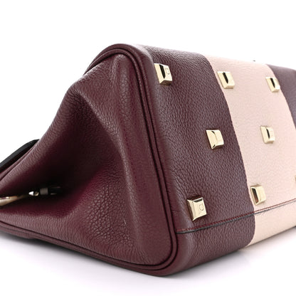 Salvatore Ferragamo Grained Calfskin Studio Top Handle Bag Burgundy Beige 10 of 15