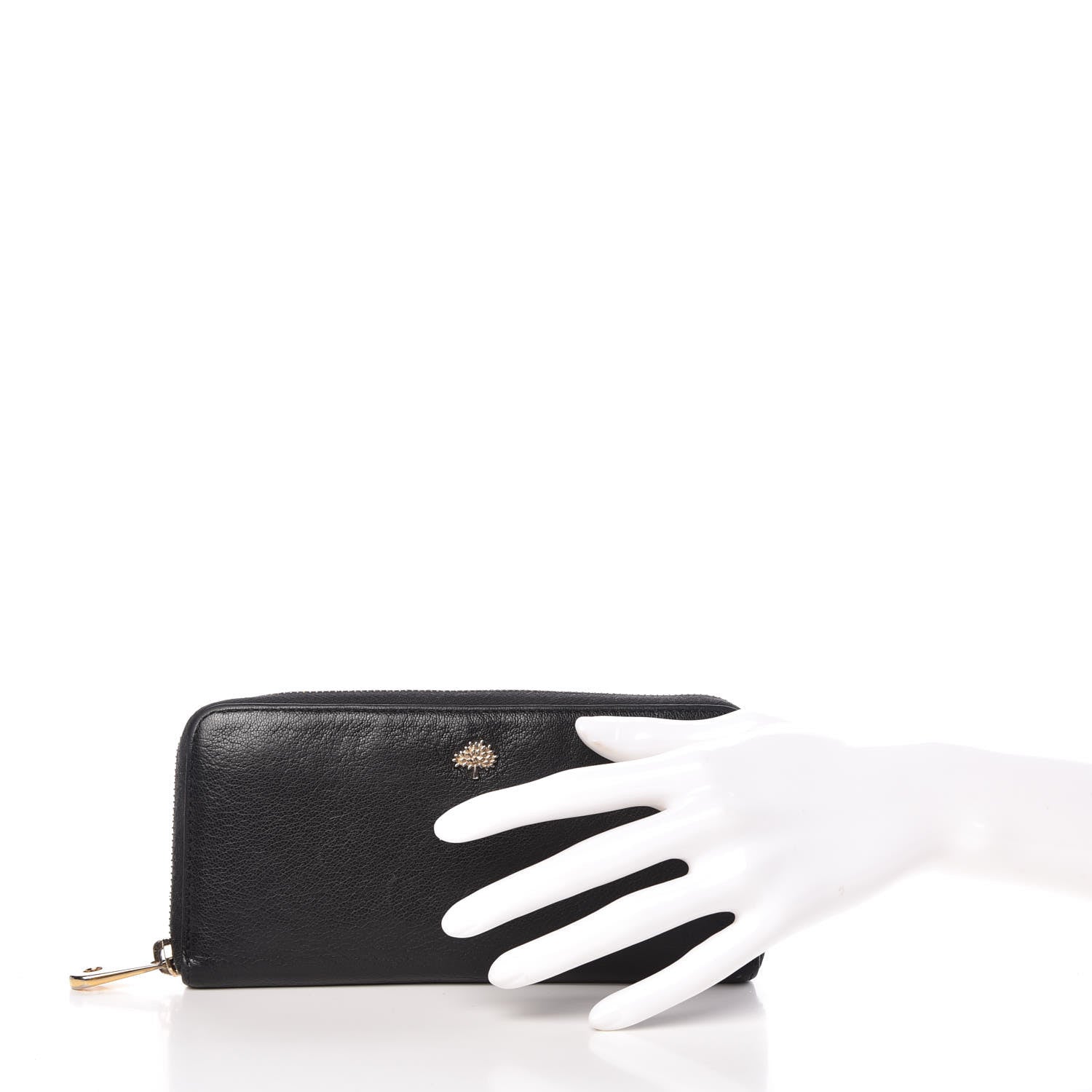 Mulberry Natural Leather Tree Zip Around Long Wallet Black 2 of 8
