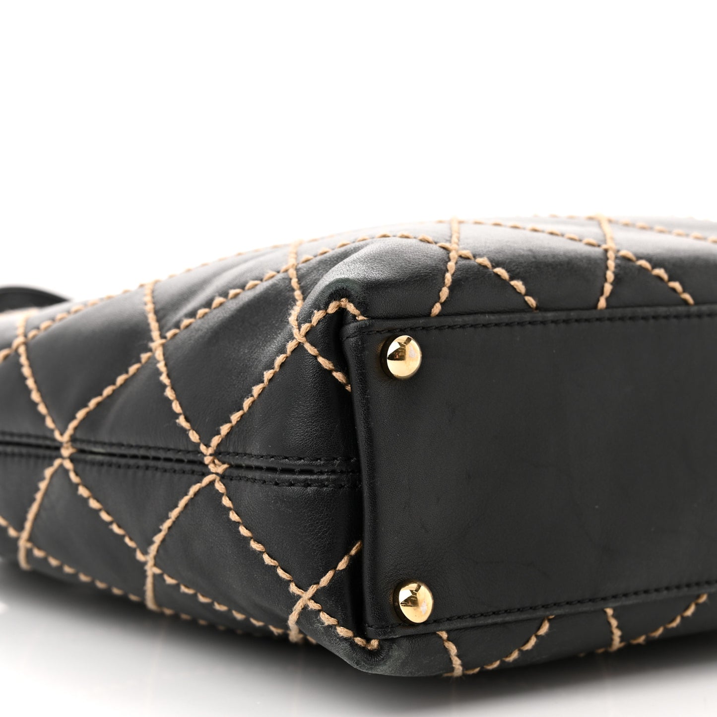 Calfskin Stitch Small Surpique Tote Black