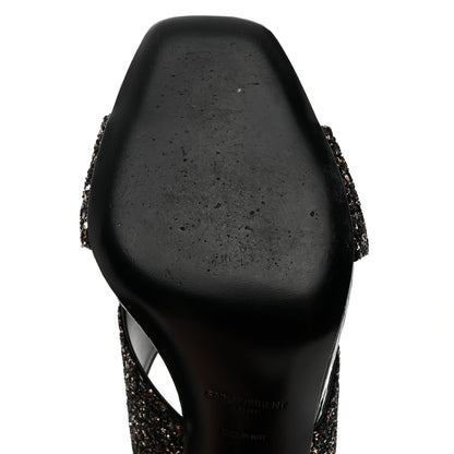 Saint Laurent Glitter LouLou 95 Mule Sandals 39.5 Midnight Black 9 of 10