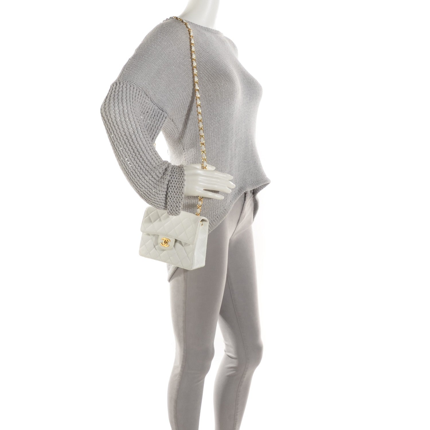 Chanel Caviar Quilted Mini Square Flap White 2 of 9