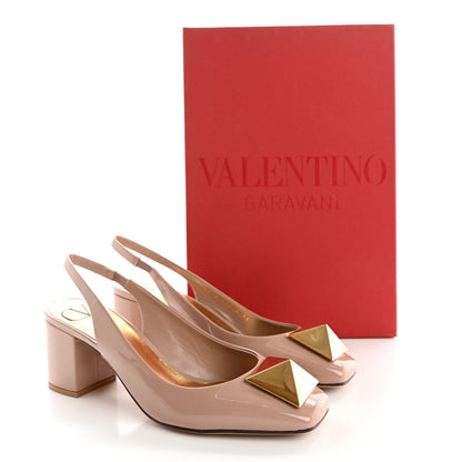 Valentino Garavani Patent One Stud Ankle Strap 60mm Block Heel Pumps 36 Rose Cannelle 11 of 11