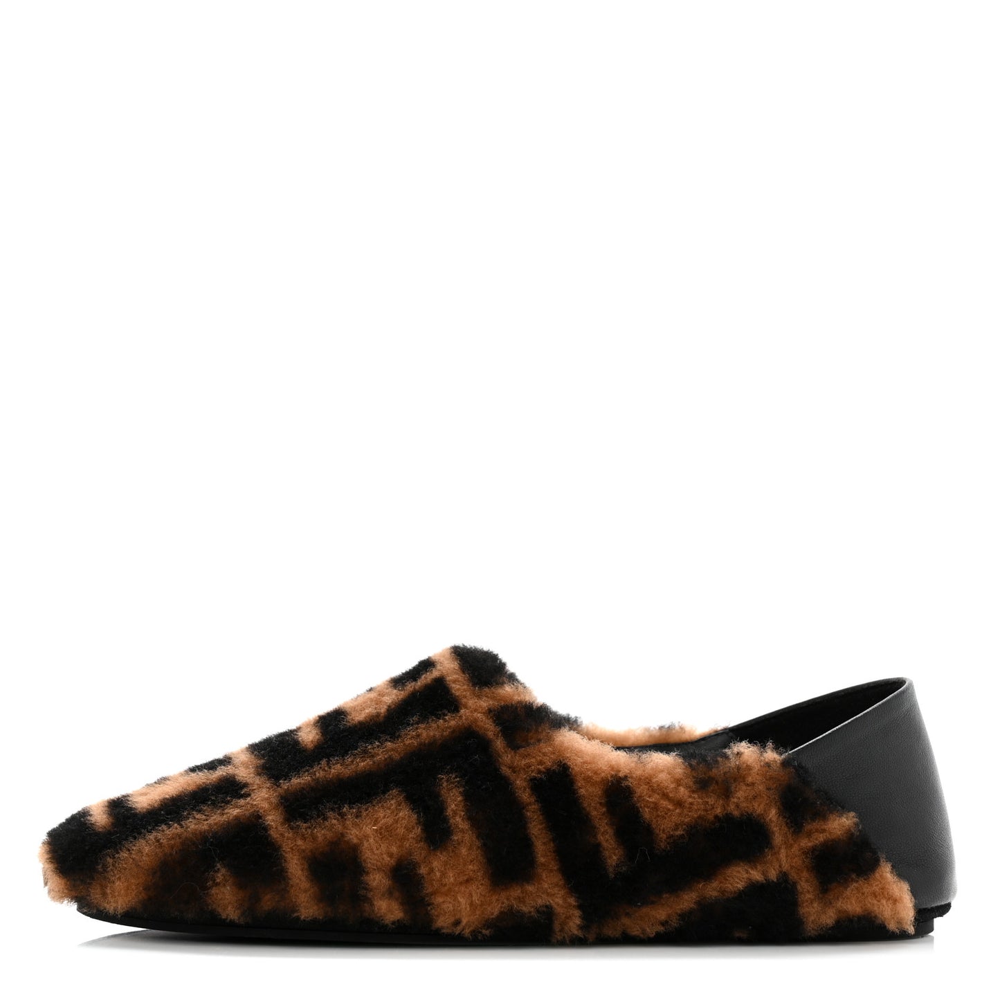 Shearling Nappa FF Slippers 37 Tobacco Black