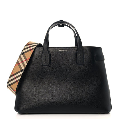 Burberry Derby Calfskin Medium Banner Tote Black 1 of 12