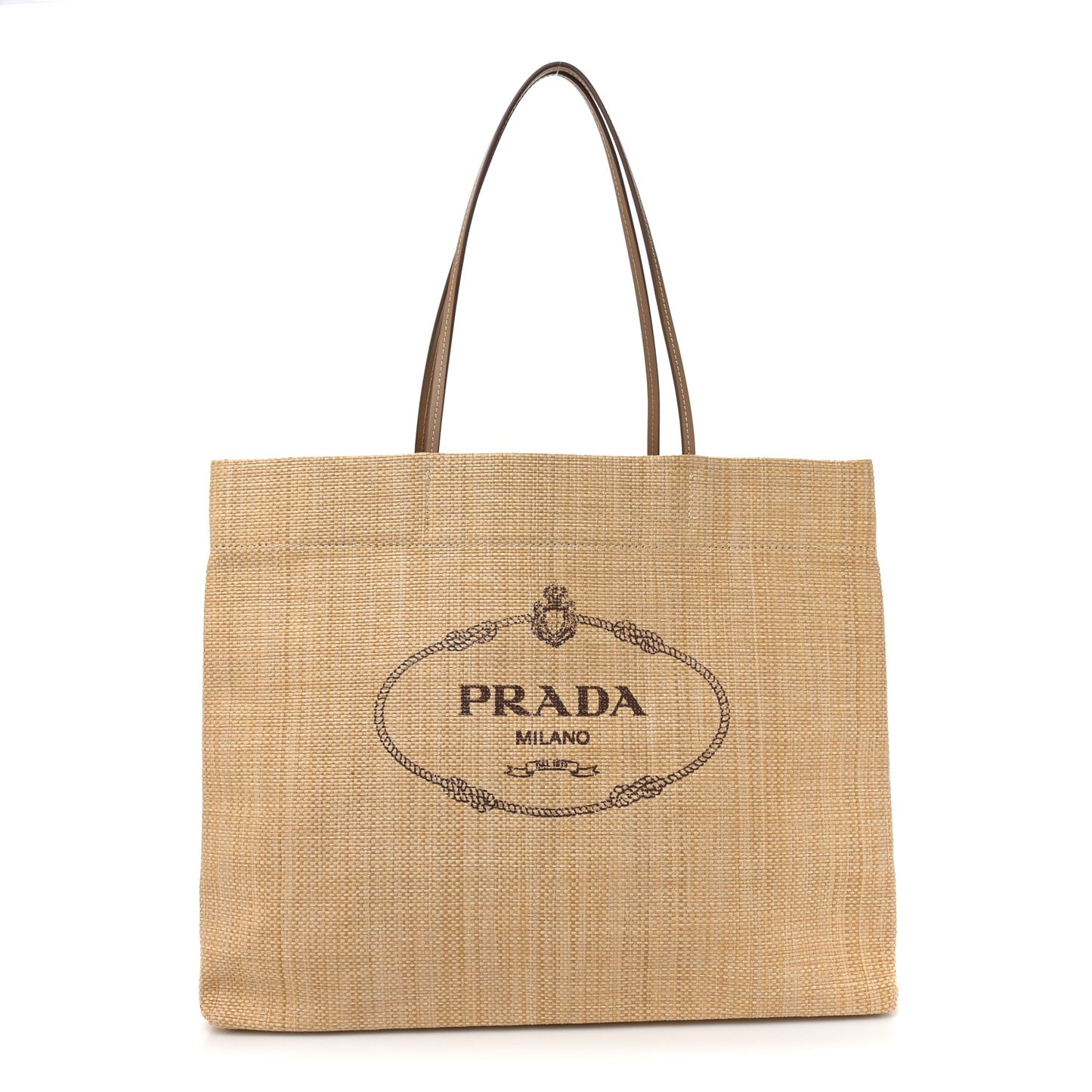 Raffia Logo Tote Naturale