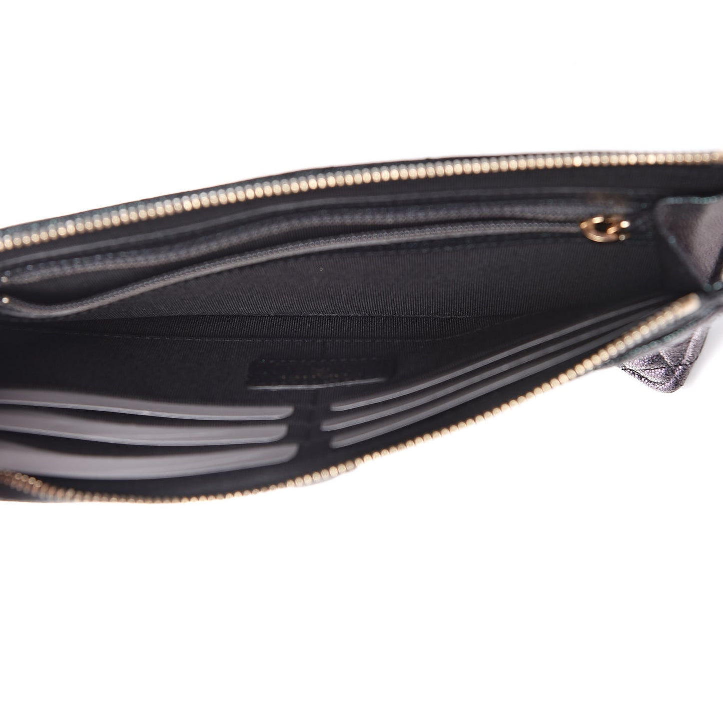 Iridescent Caviar Quilted Classic Pouch With Handle Black