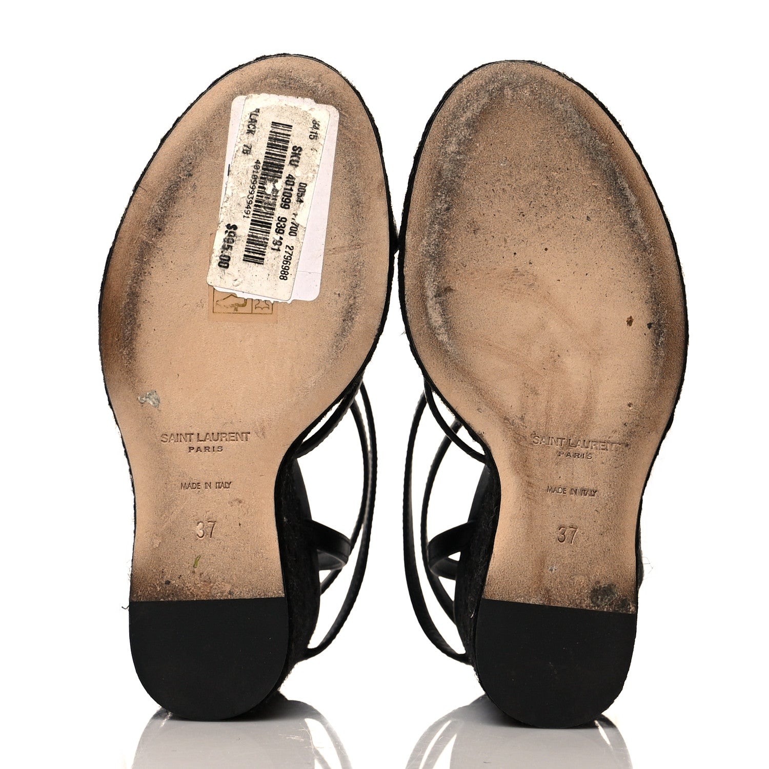 Saint Laurent Calfskin Cassandra Espadrille 105 Wedges 37 Black 5 of 7