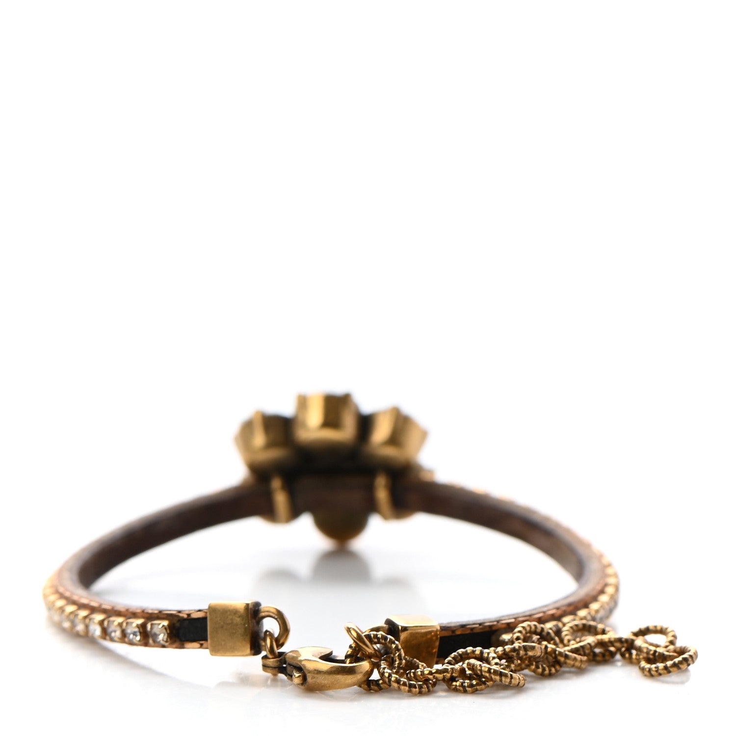 Gucci Metal Crystal Double G Bracelet Aged Gold 3 of 5