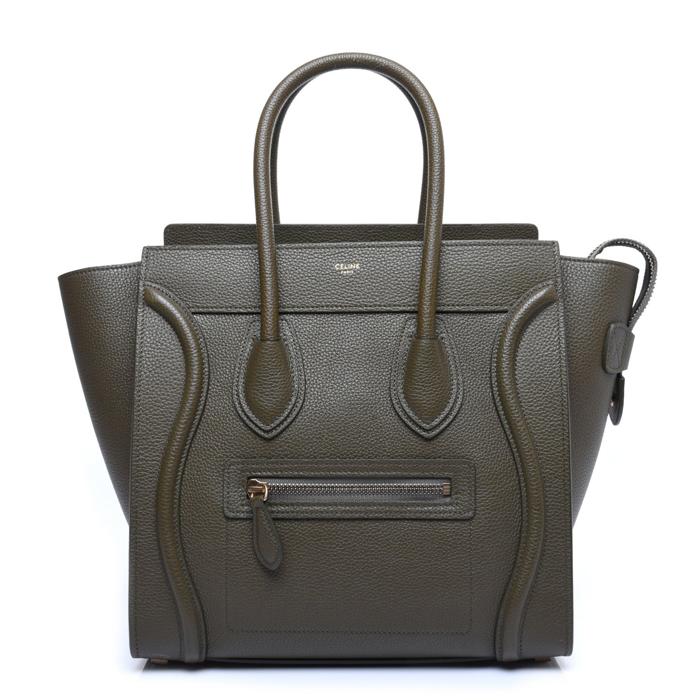 Drummed Calfskin Micro Luggage Dark Olive