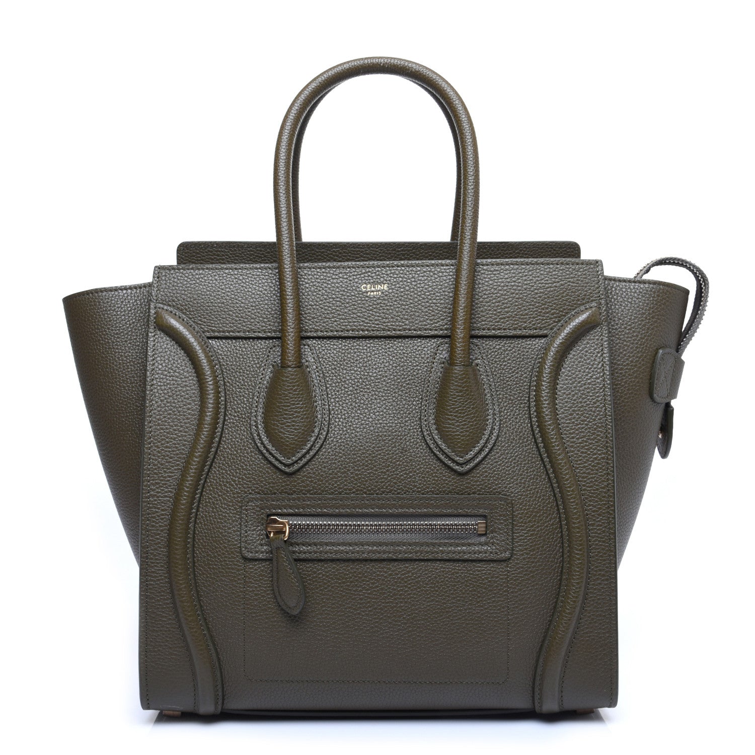 Celine Drummed Calfskin Micro Luggage Dark Olive 1 of 12