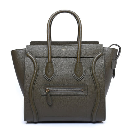 Celine Drummed Calfskin Micro Luggage Dark Olive 1 of 12