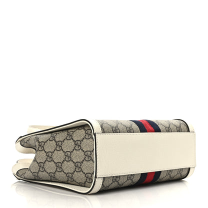 Gucci GG Supreme Monogram Textured Dollar Calfskin Web Small Ophidia Tote Bag Beige Ebony Mystic White 4 of 9