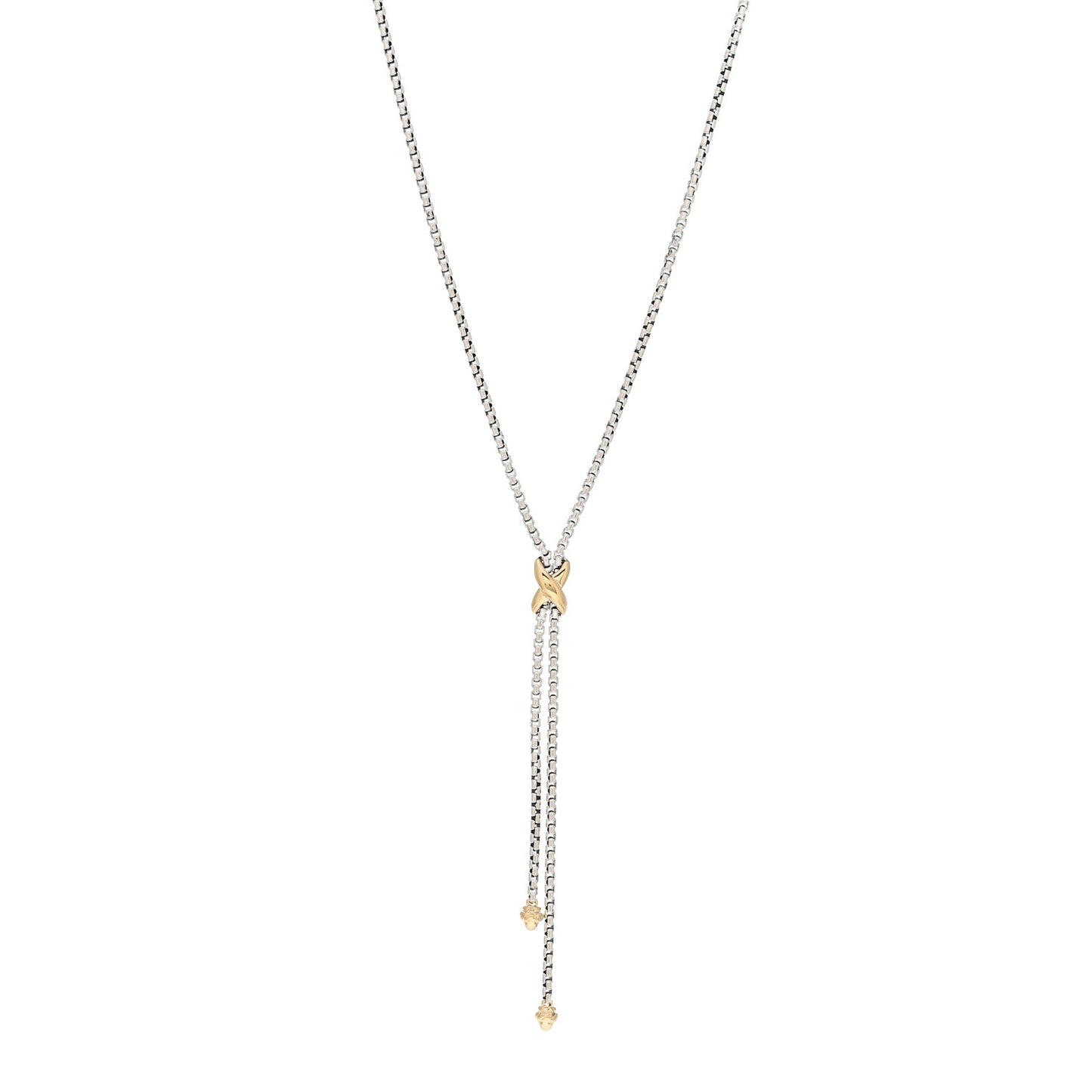Sterling Silver 18K Yellow Gold Petite X Lariat Necklace