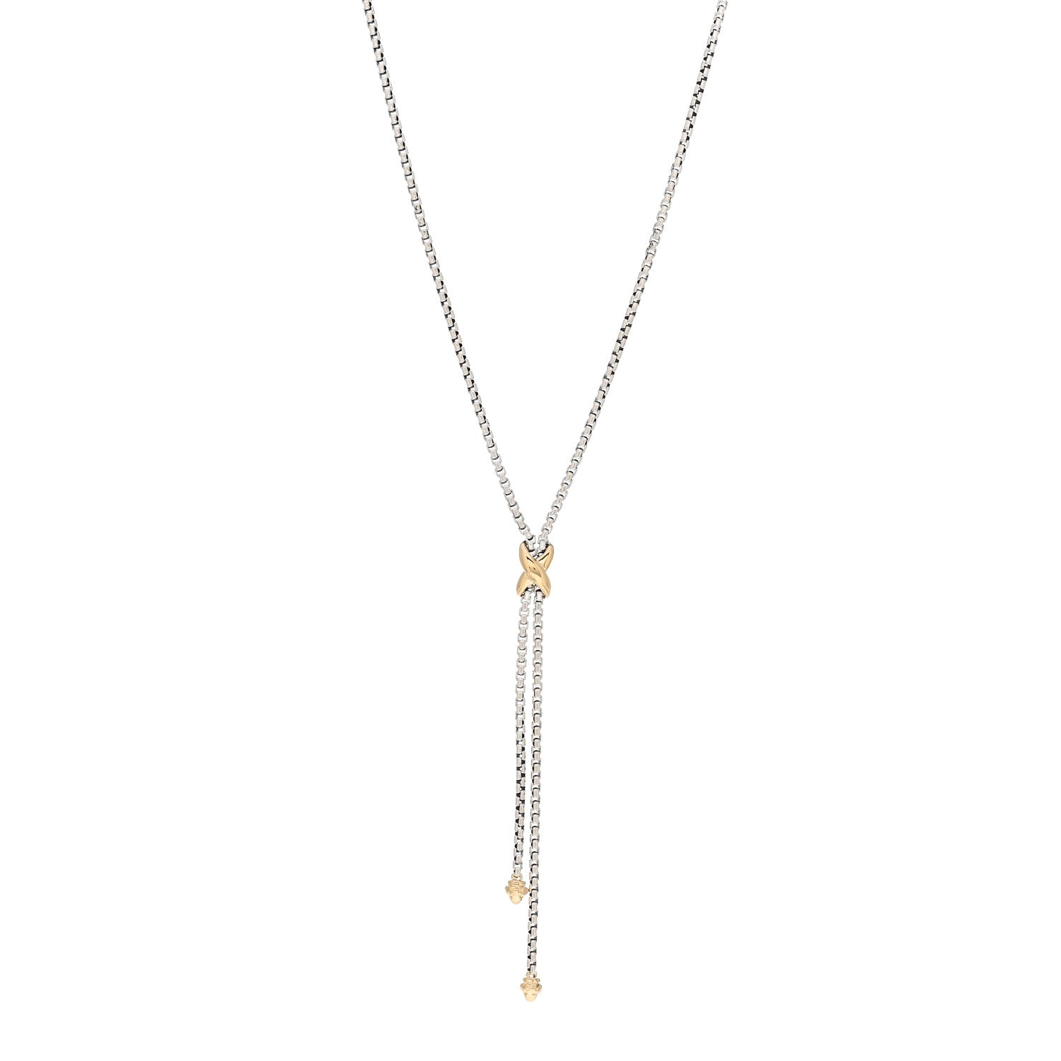 David Yurman Sterling Silver 18K Yellow Gold Petite X Lariat Necklace 1 of 4