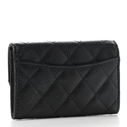 Chanel Caviar Quilted Flap Card Holder Wallet Black 3 of 9