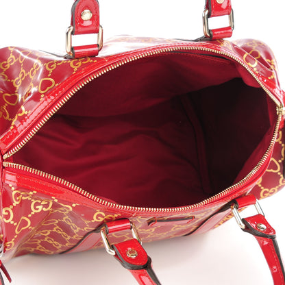 Gucci Patent GG Valentine Medium Joy Boston Red Gold 6 of 8