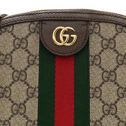Gucci GG Supreme Monogram Textured Dollar Calfskin Web Small Ophidia Dome Shoulder Bag Beige Ebony New Acero 9 of 16