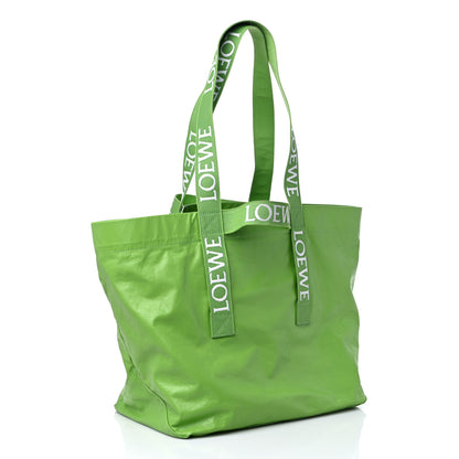 Loewe Paper Calfskin Fold Shopper Tote Bright Apple 3 of 12