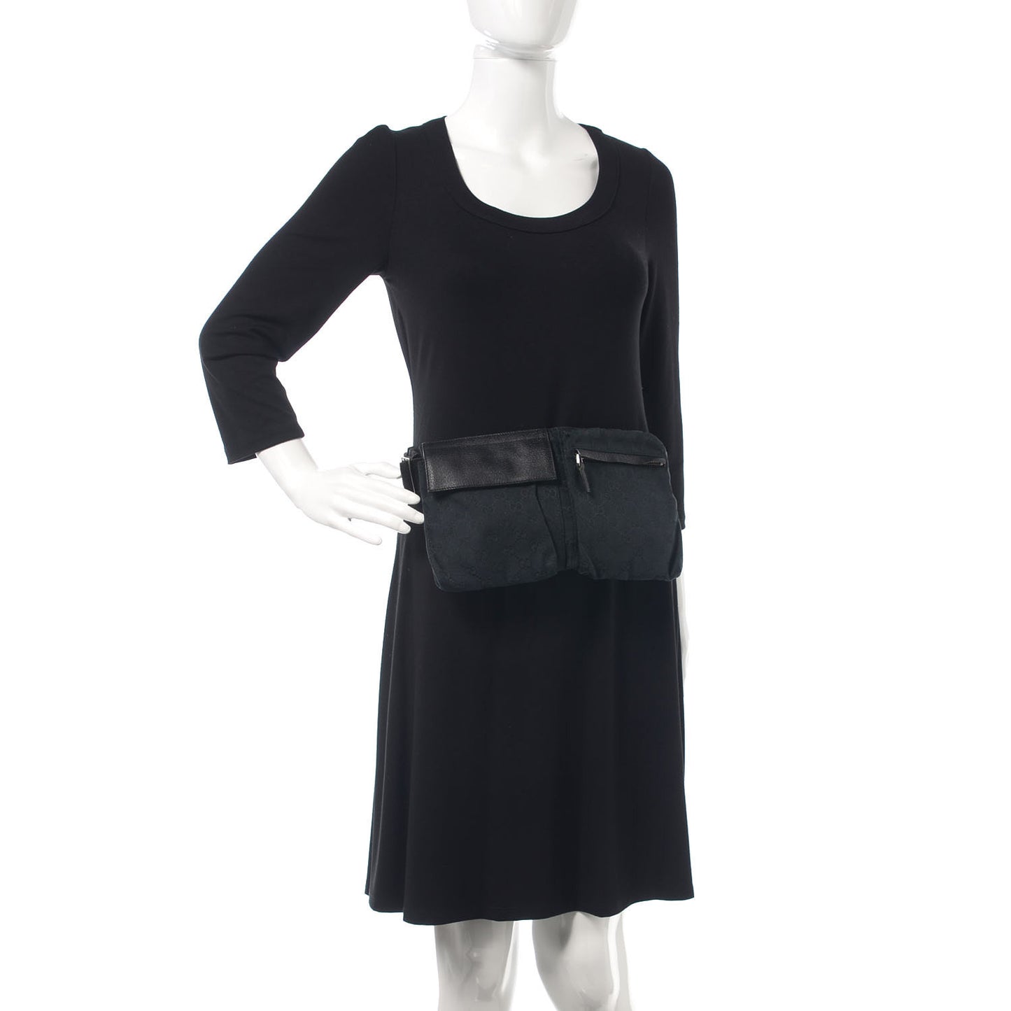 GG Monogram Double Pocket Belt Bag Black