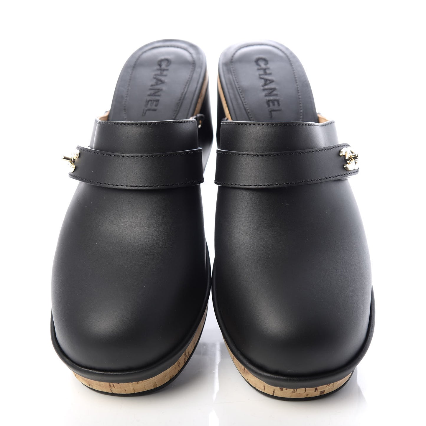 Calfskin CC Turn Lock Clogs 41 Black