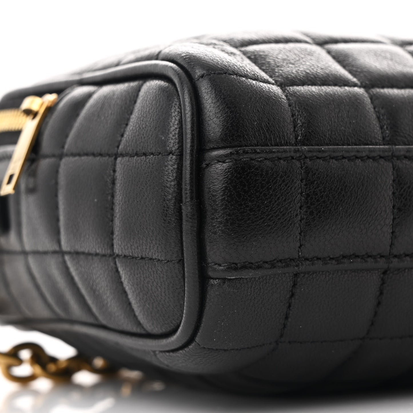 Lambskin Carre Quilted Cassandre Mini Camera Bag Black