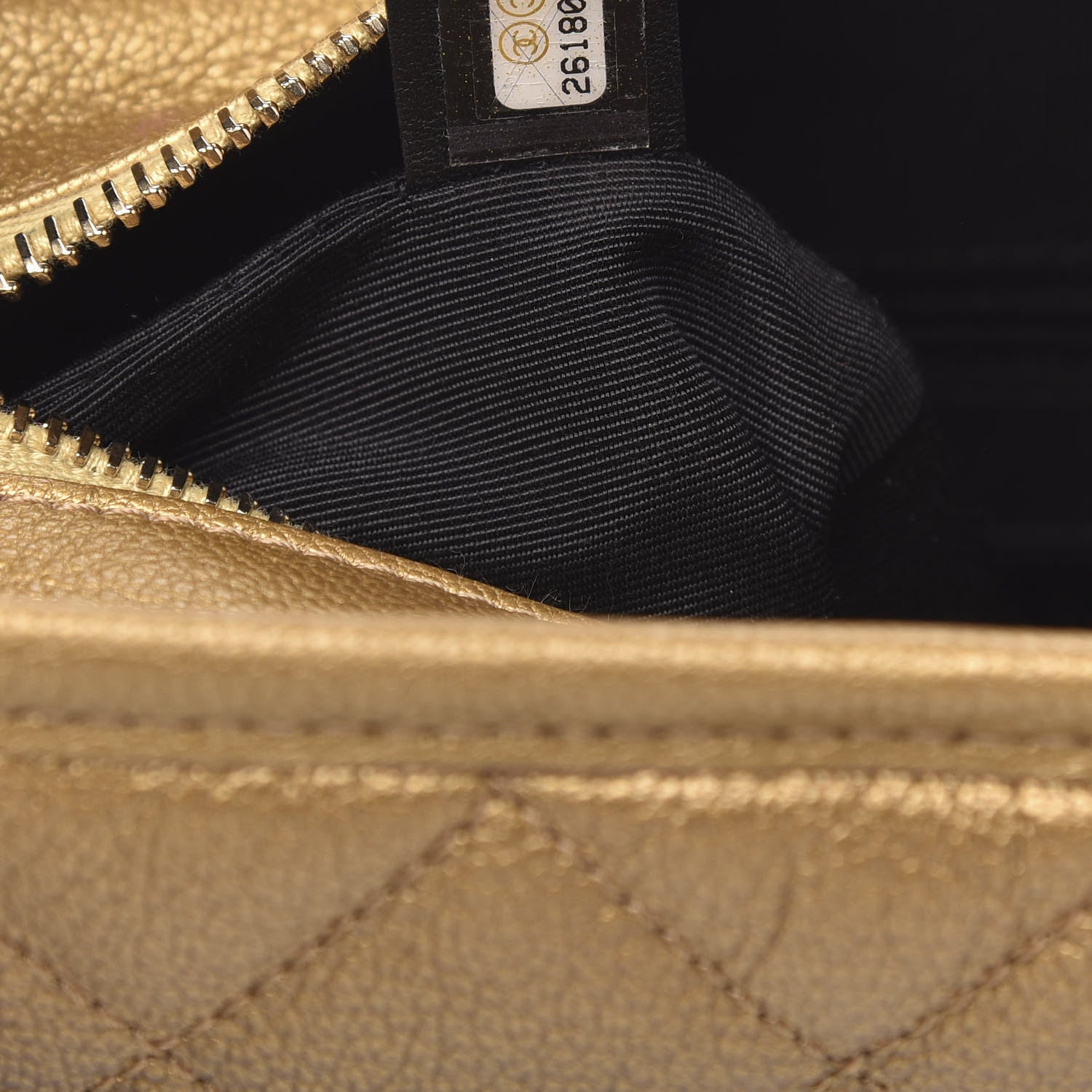 Chanel Metallic Goatskin Quilted Small Gabrielle Hobo Gold Black 7 of 13