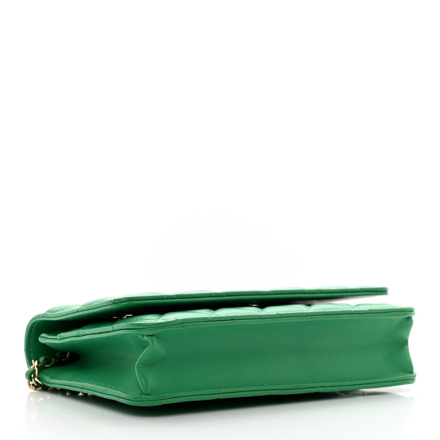 Lambskin Quilted Wallet On Chain WOC Green