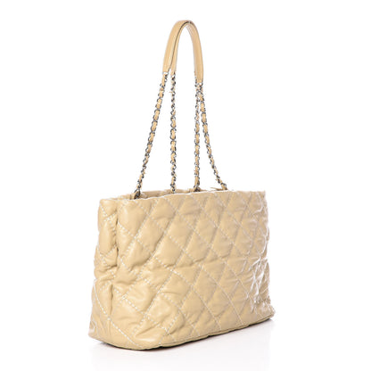 Chanel Calfskin Contrast Stitch Tote Beige 3 of 18