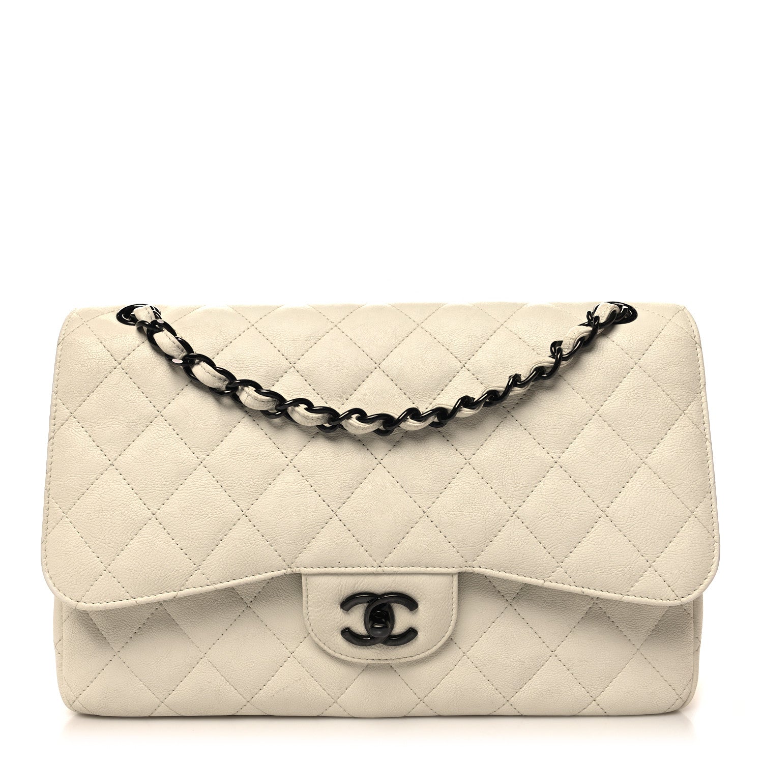 Chanel Calfskin Quilted Jumbo Double Flap White 1 of 10