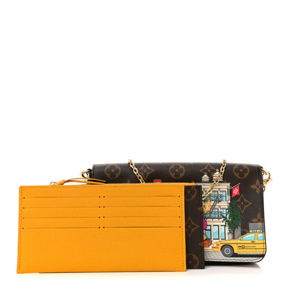 Louis Vuitton Monogram 2022 Christmas Animation New York Soho Pochette Felicie Chain Wallet Yellow 3 of 12