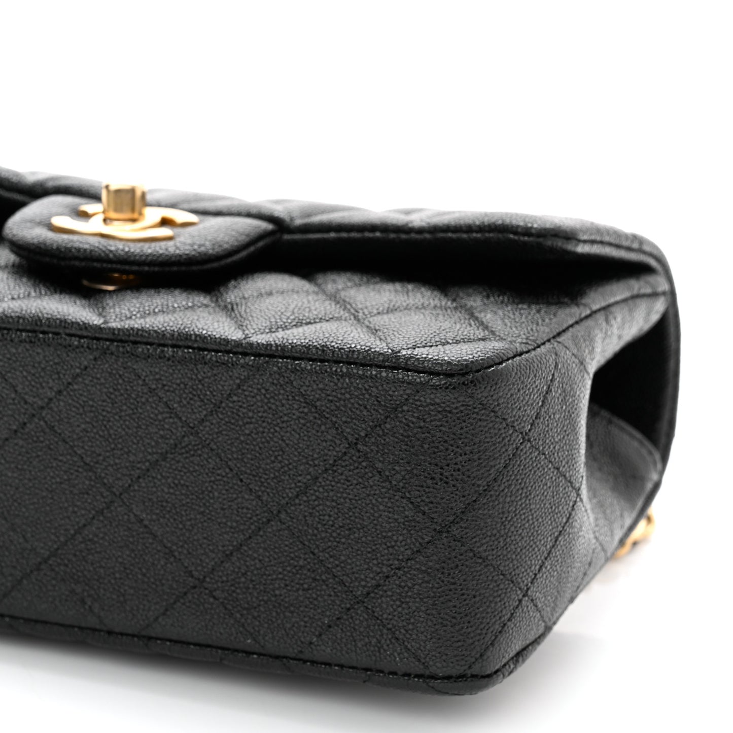 Caviar Quilted Mini Top Handle Rectangular Flap Black