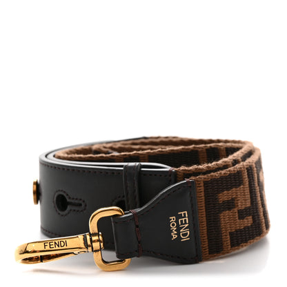 Fendi Ribbon Vitello Seta FF 1974 Adjustable Strap You Fango Marrone Black 2 of 15