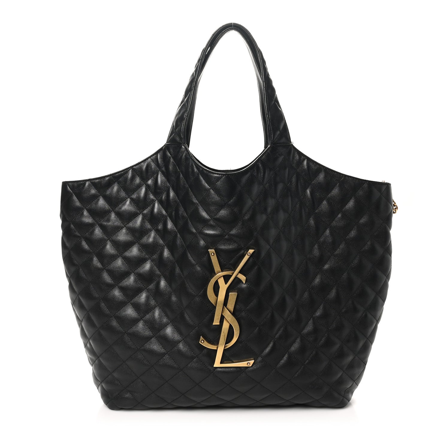 Lambskin Quilted Maxi Icare Shopping Tote Black