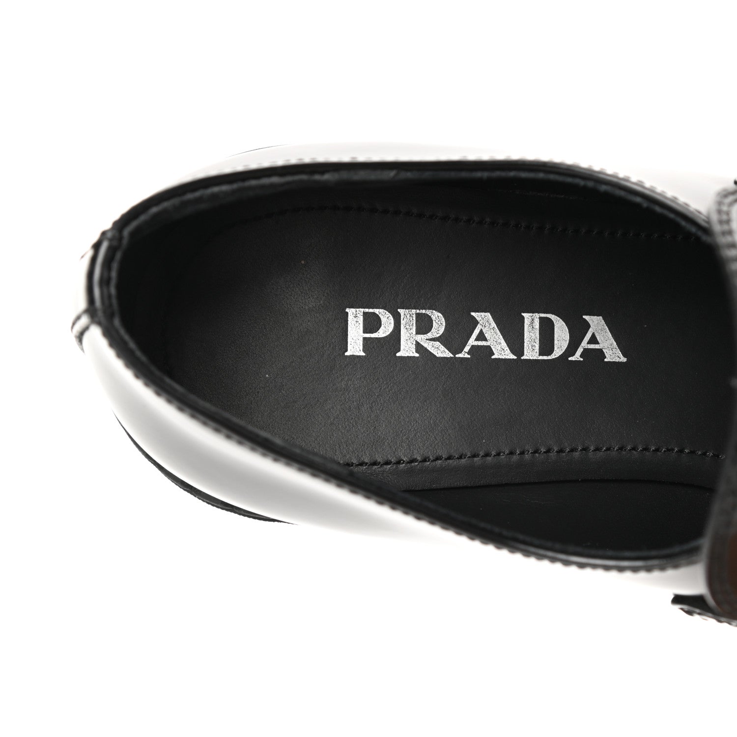 Prada Spazzolato Metal Triangle Logo 50mm Loafers 37.5 Black 7 of 9