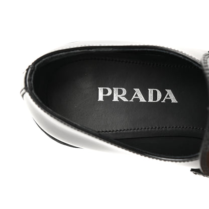 Prada Spazzolato Metal Triangle Logo 50mm Loafers 37.5 Black 7 of 9