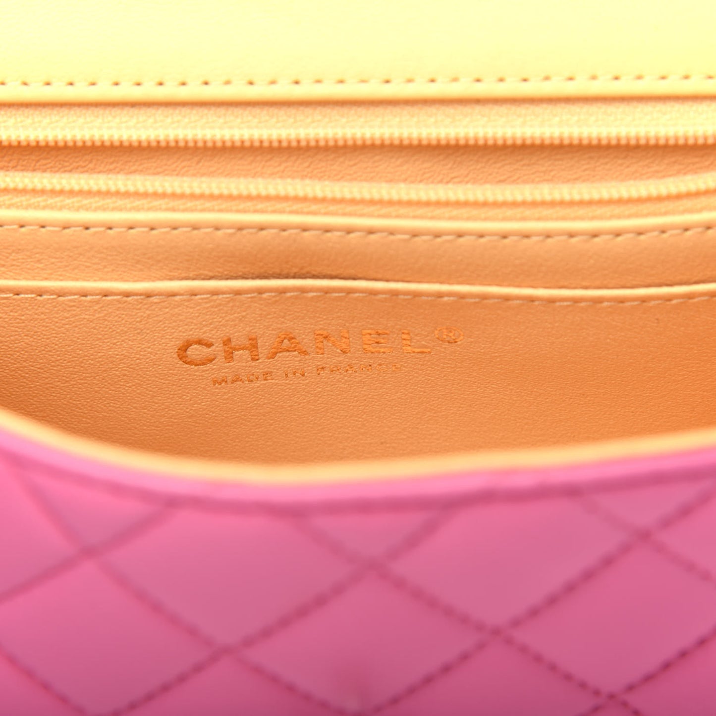 Lambskin Quilted Mini Rectangular Flap Pink Yellow