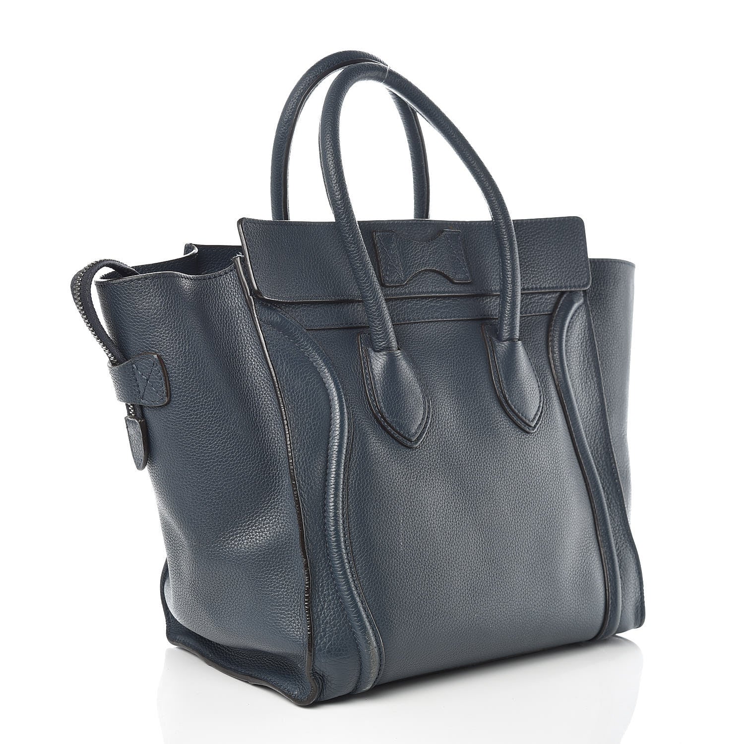 Celine Drummed Calfskin Mini Luggage Blue 3 of 10