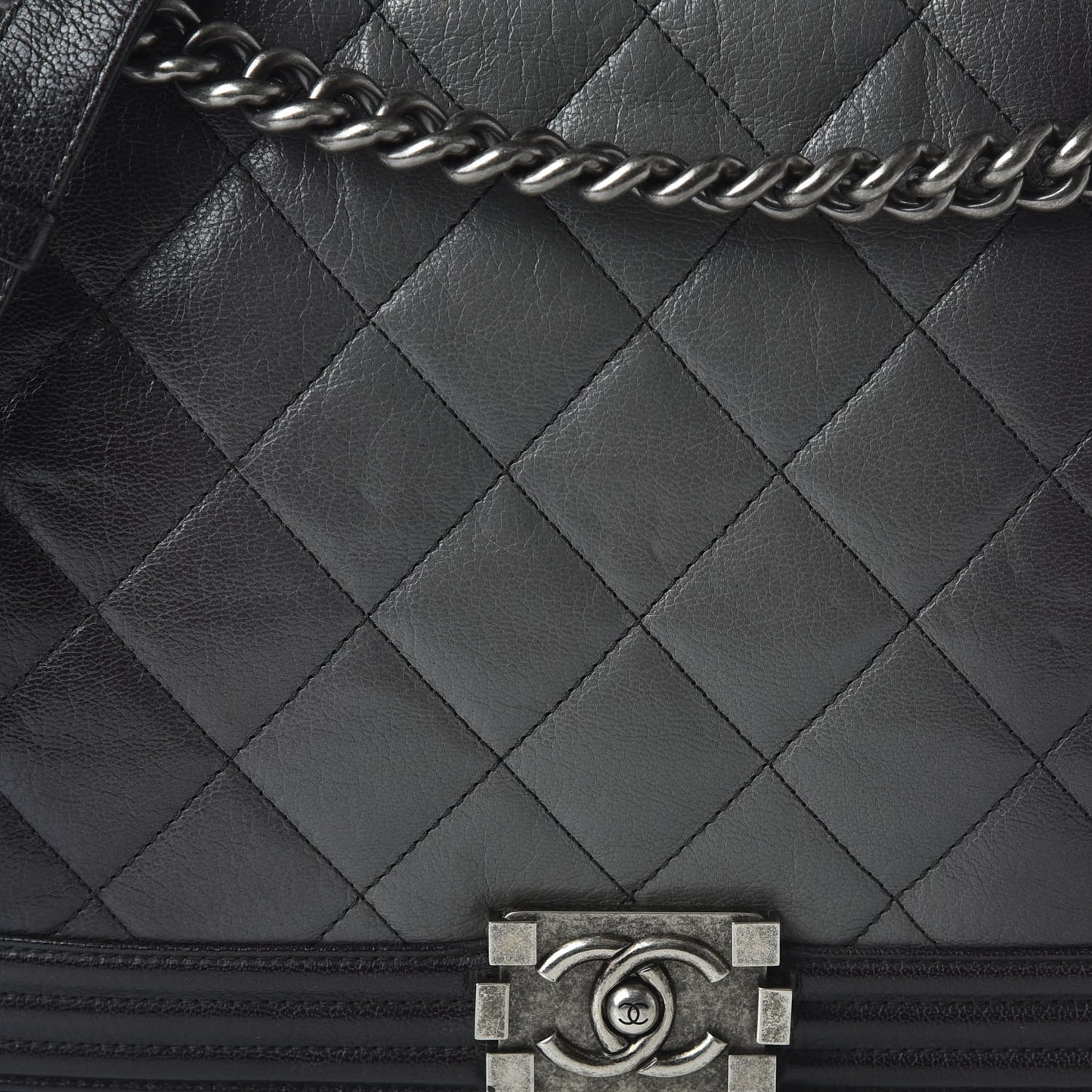 Goatskin Ombre Faded Quilted Large Boy Flap Grey